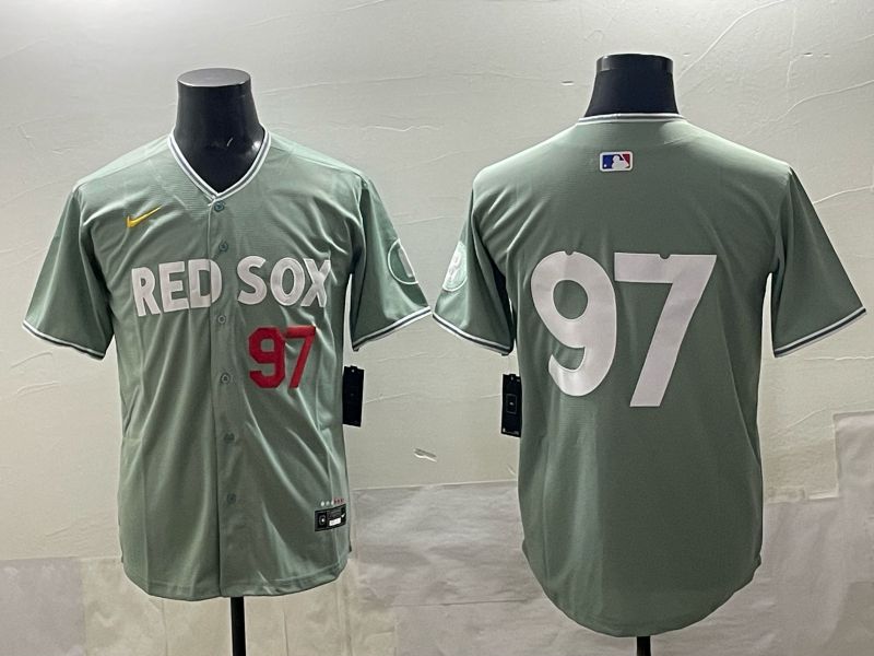 Men 2025 Boston Red Sox #97 No Name Green Nike MLB Jersey style 04